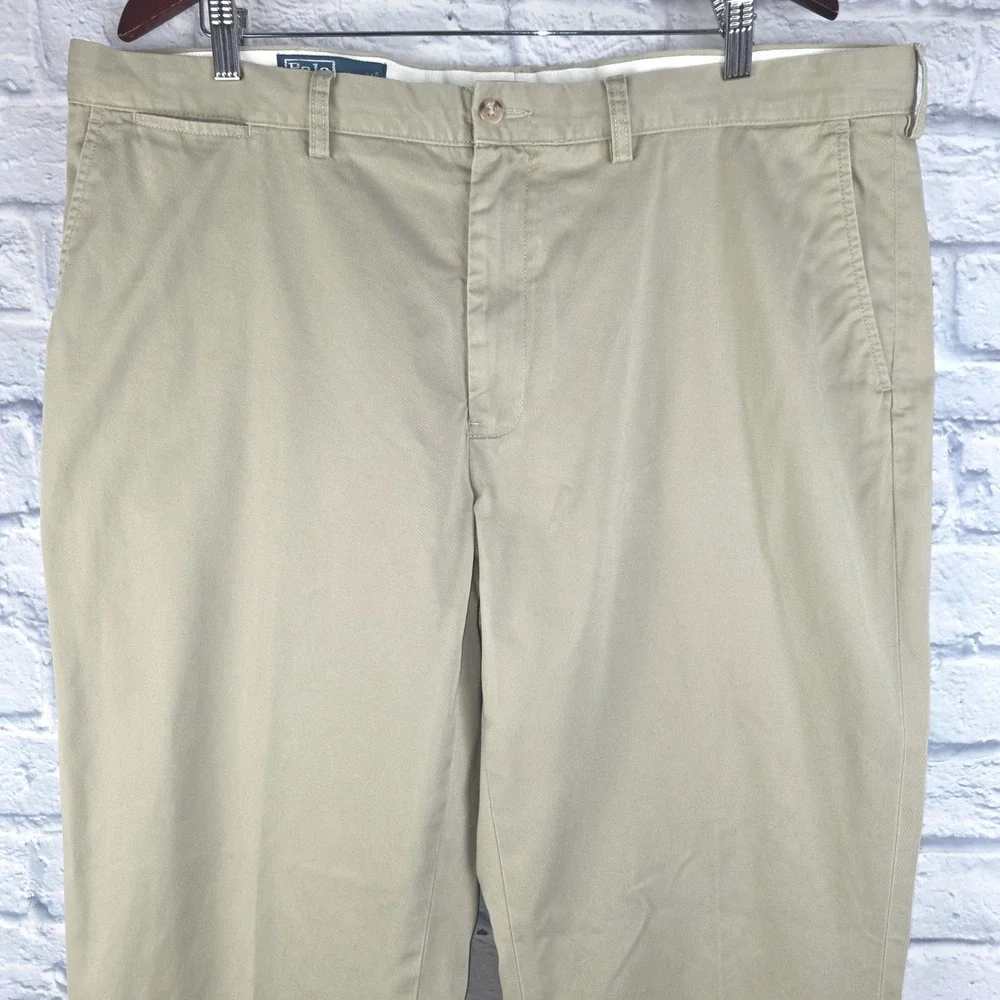 Vintage Polo Ralph Lauren Men Preston Pant Khaki Cotton Chino Trousers Sz 42X32